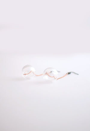 Glass Rose Gold Earrings - sanwaitsai