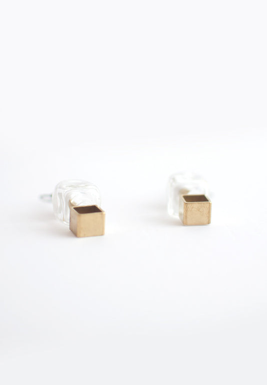 Howlite Square Glass Earrings - sanwaitsai