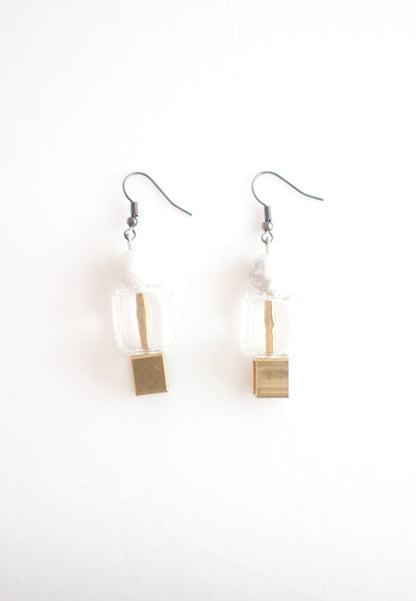 Howlite Square Glass Earrings - sanwaitsai