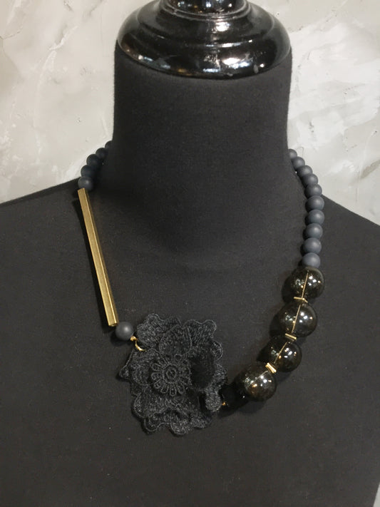 蕾絲花金條項鍊