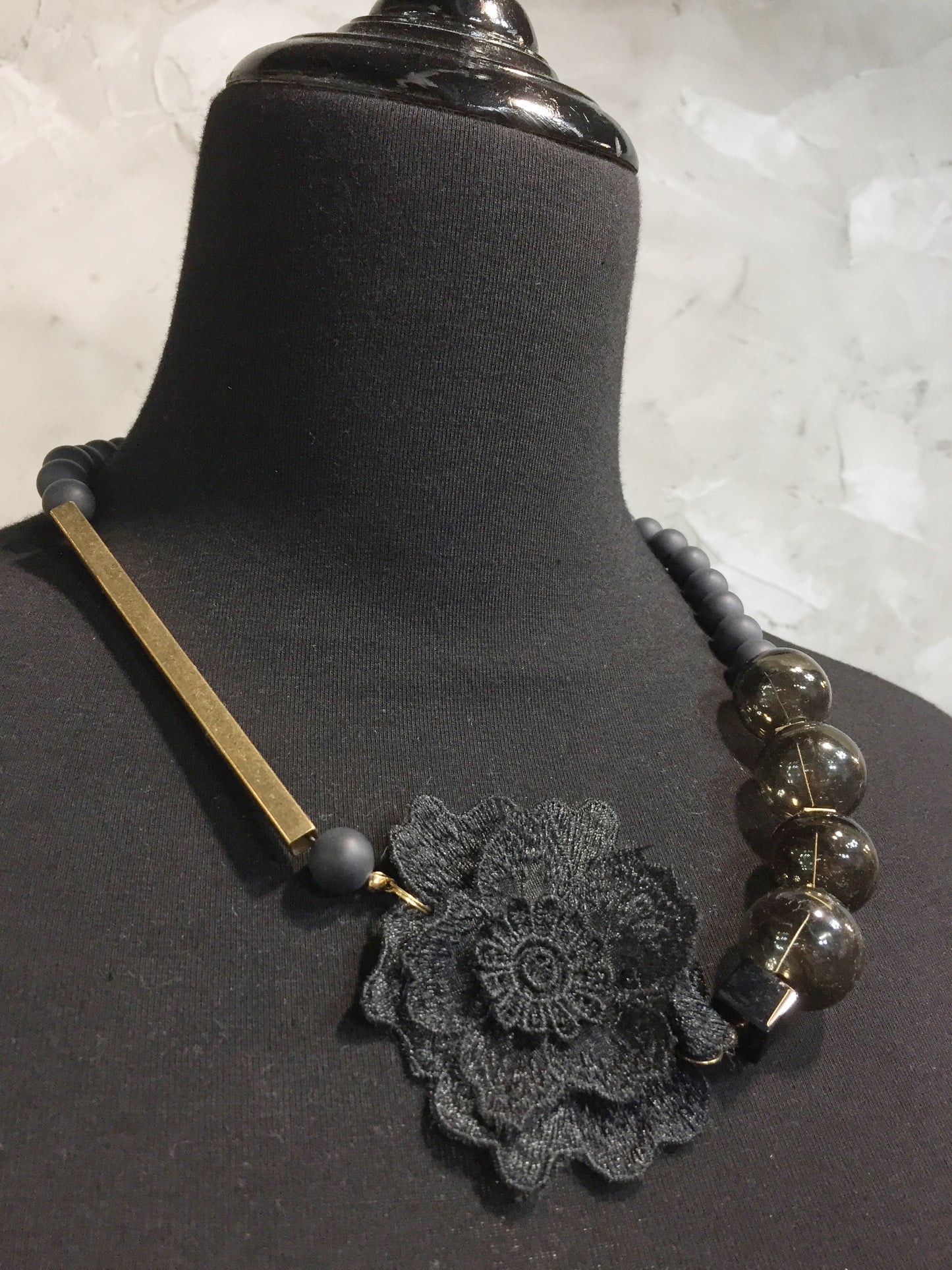 蕾絲花金條項鍊