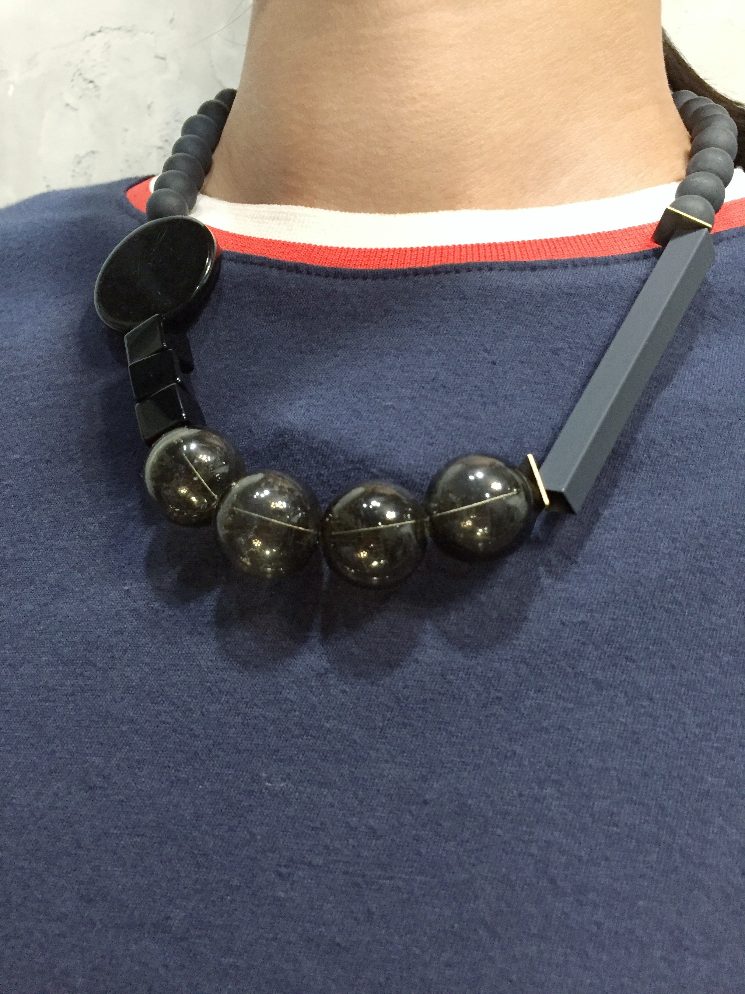Black Matte Onyx Glass Necklace