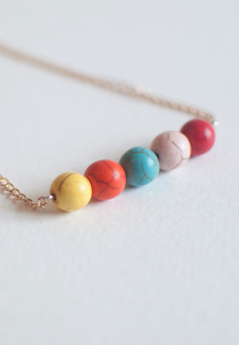 Colorful Natural Stone Necklace - sanwaitsai