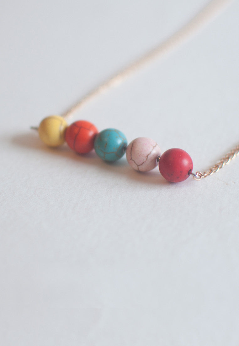 Colorful Natural Stone Necklace - sanwaitsai