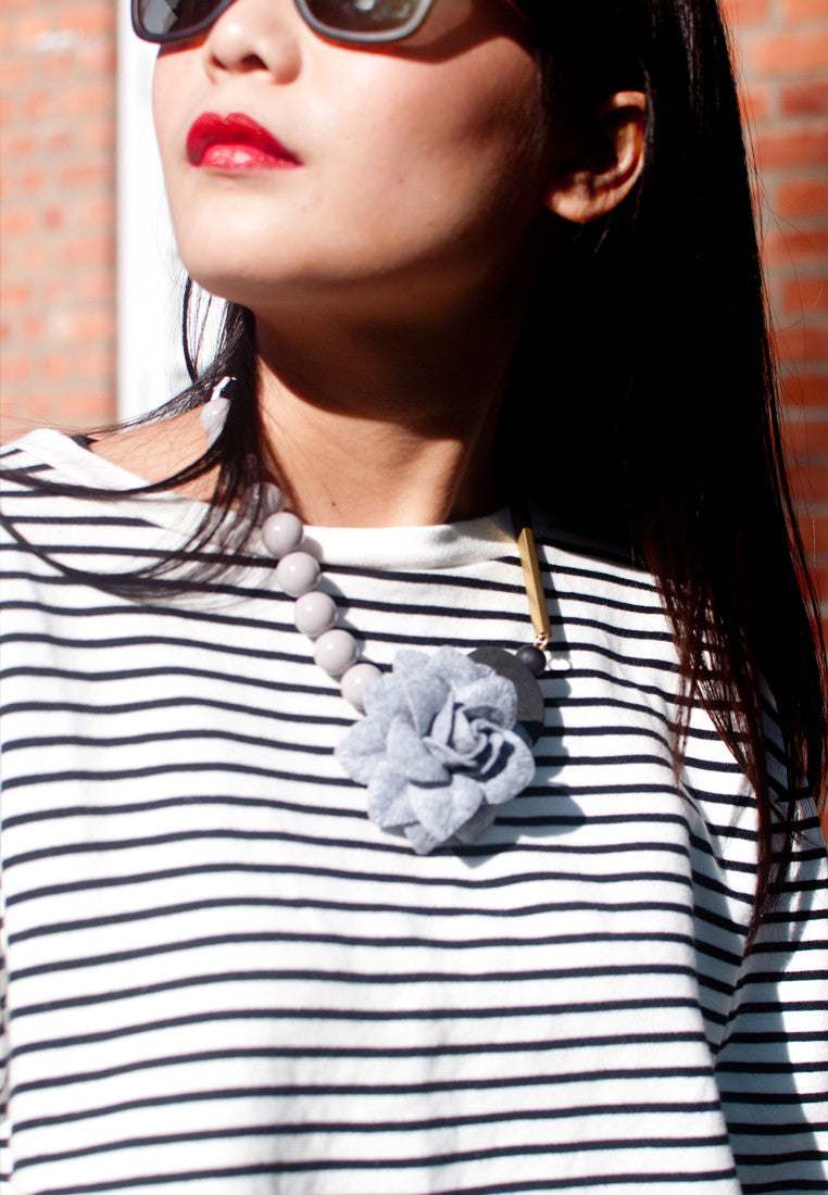 DIY Fabric Flower Necklace - sanwaitsai