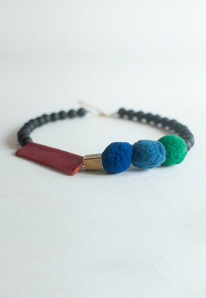 Leather Felt Balls Necklace - sanwaitsai