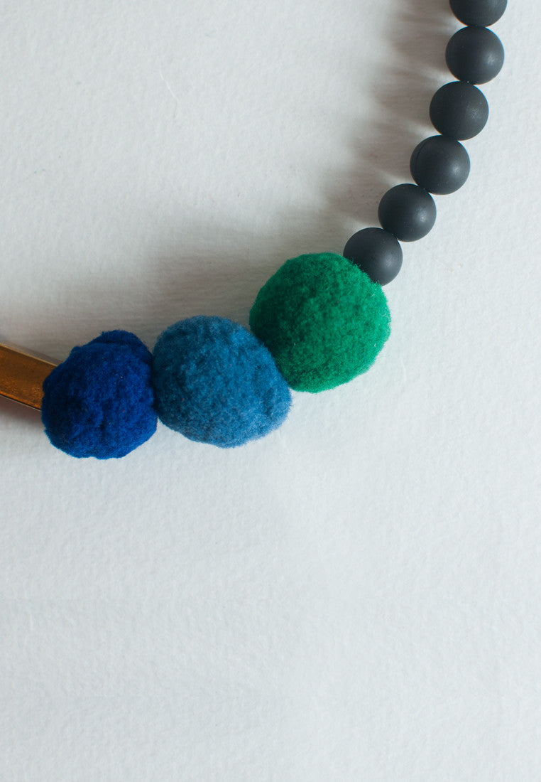 Leather Felt Balls Necklace - sanwaitsai