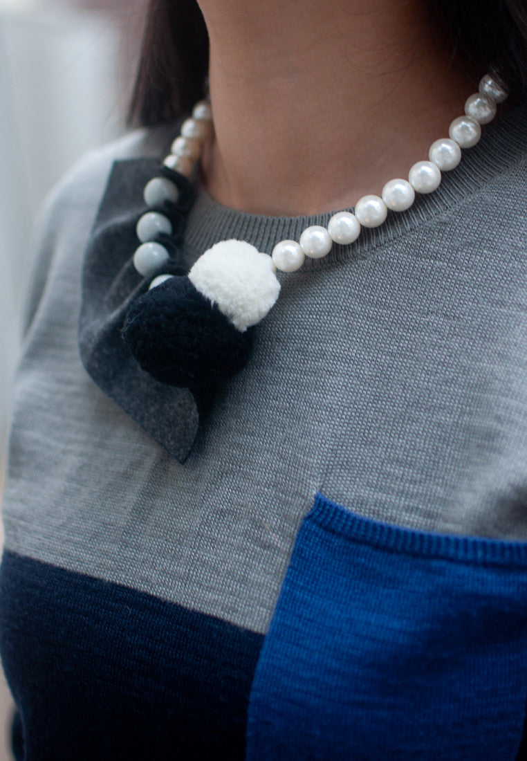 Black & White Felt Necklace - sanwaitsai