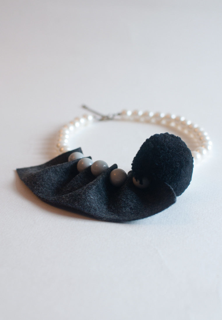 Black & White Felt Necklace - sanwaitsai