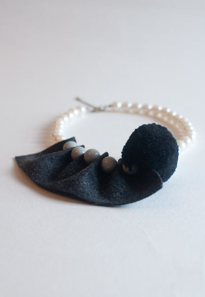 Black & White Felt Necklace - sanwaitsai