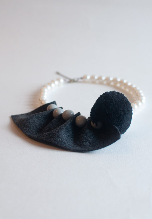 Black & White Felt Necklace - sanwaitsai
