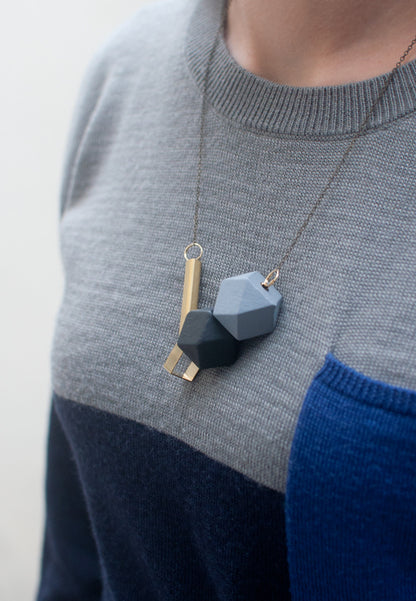 Black Grey Beads Necklace - sanwaitsai