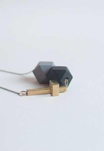 Black Grey Beads Necklace - sanwaitsai