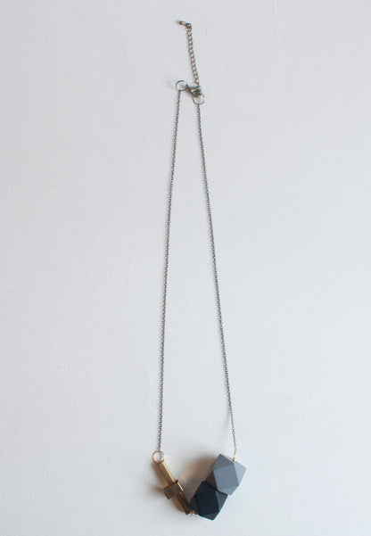 Black Grey Beads Necklace - sanwaitsai