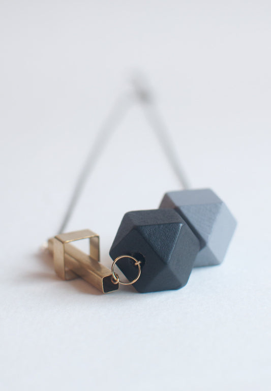 Black Grey Beads Necklace - sanwaitsai