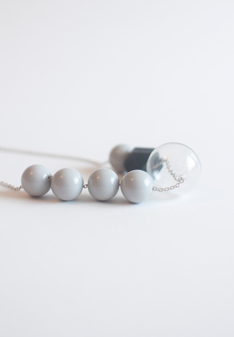 Grey Beads Necklace - sanwaitsai