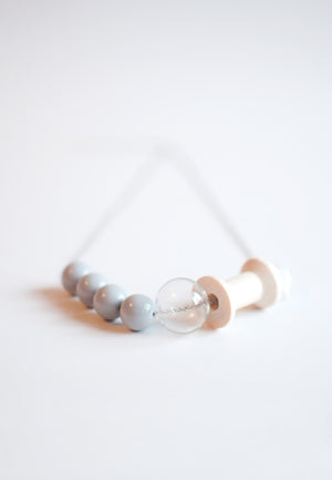 Grey Beads Glass Necklace - sanwaitsai