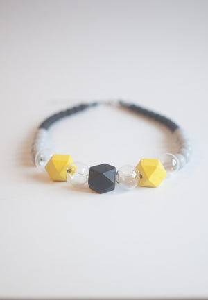 Black & Yellow Glass Necklace - sanwaitsai