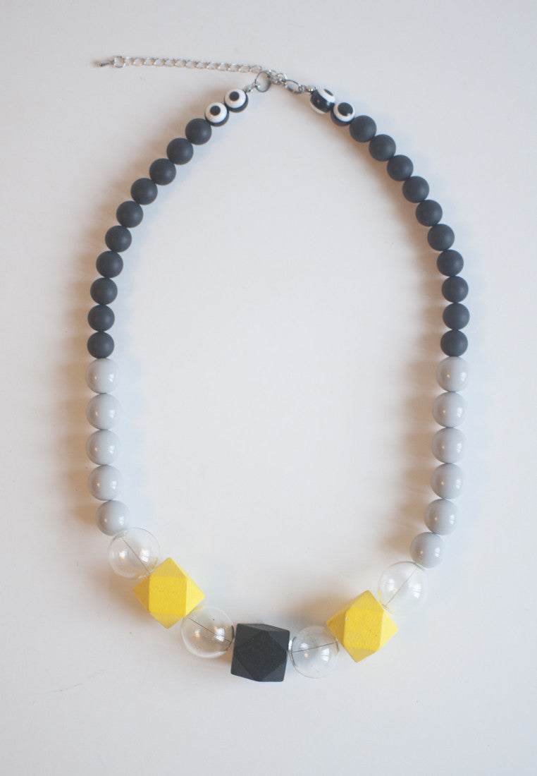 Black & Yellow Glass Necklace - sanwaitsai