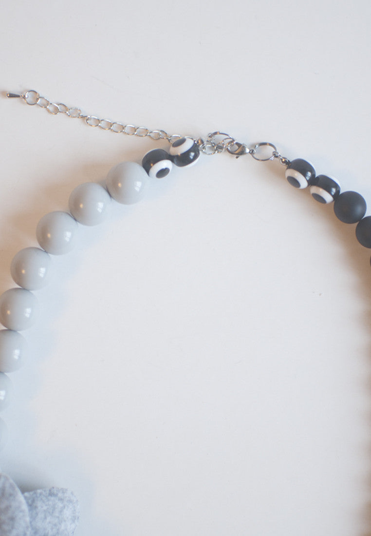 Grey Flower Glass Necklace - sanwaitsai