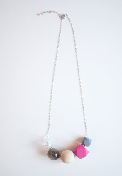 Pink Wooden Necklace - sanwaitsai