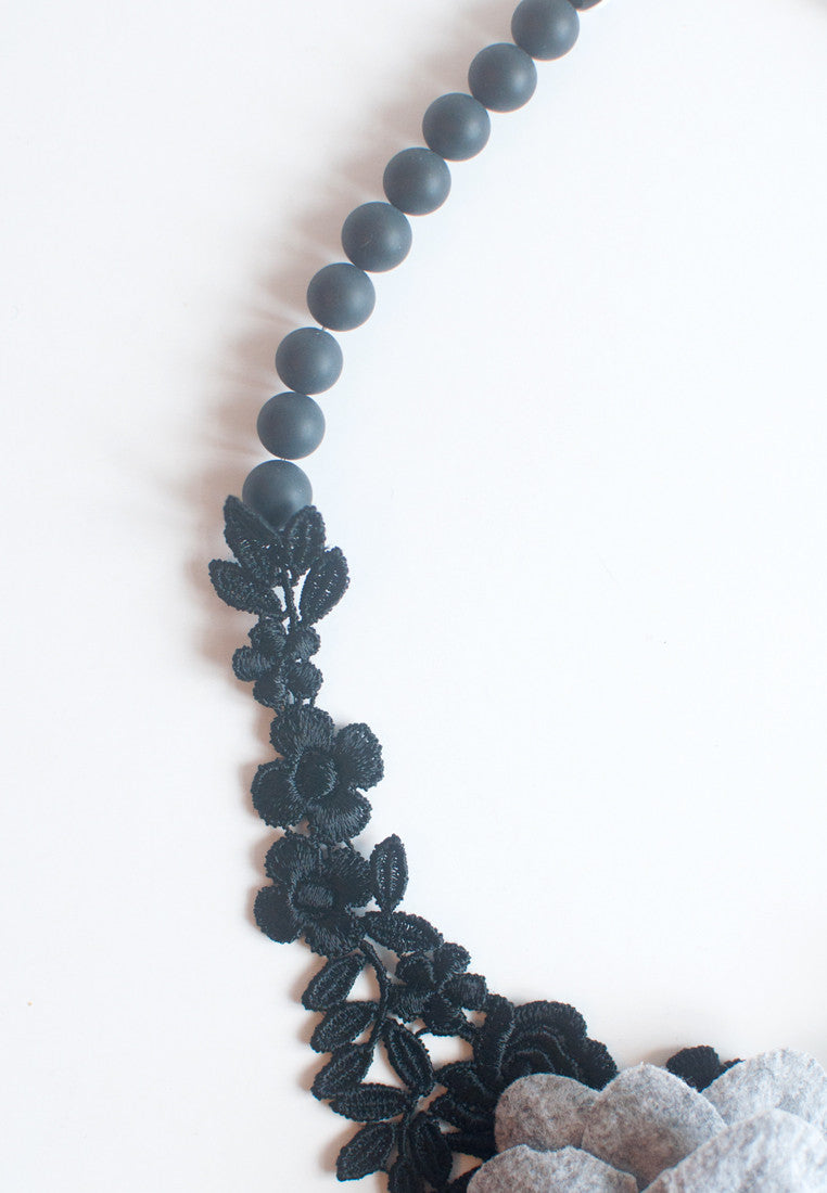 Floral Lace Glass Necklace - sanwaitsai