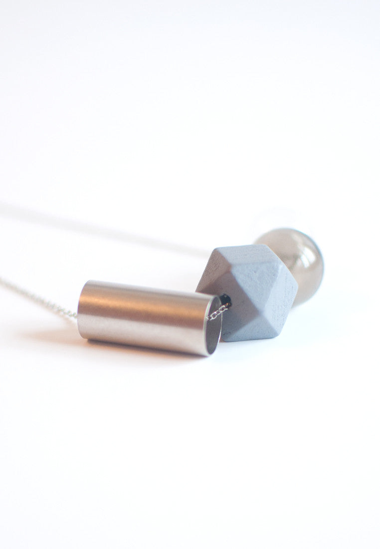 Grey Glass Necklace - sanwaitsai