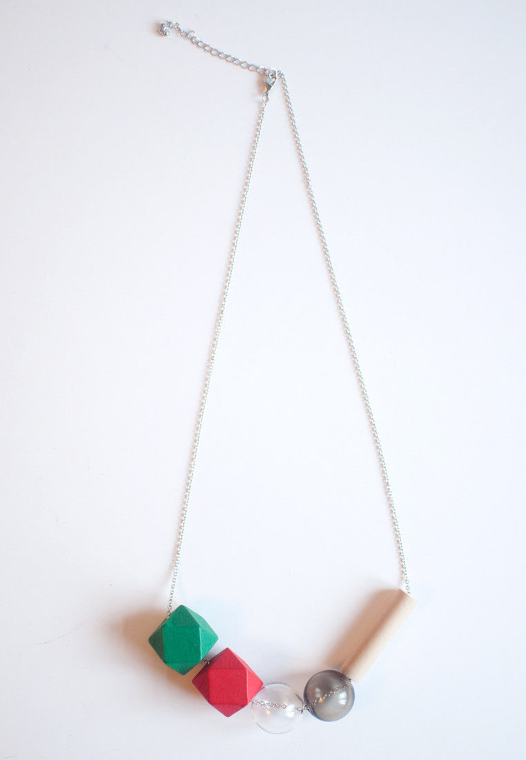 Green Red Glass Necklace - sanwaitsai