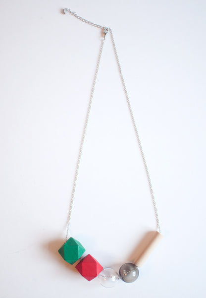 Green Red Glass Necklace - sanwaitsai