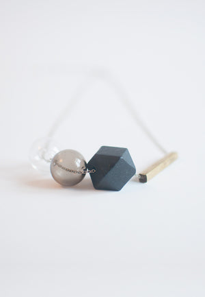 Wood Glass Metal Necklace - sanwaitsai