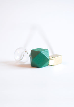 Green Red Glass Necklace - sanwaitsai