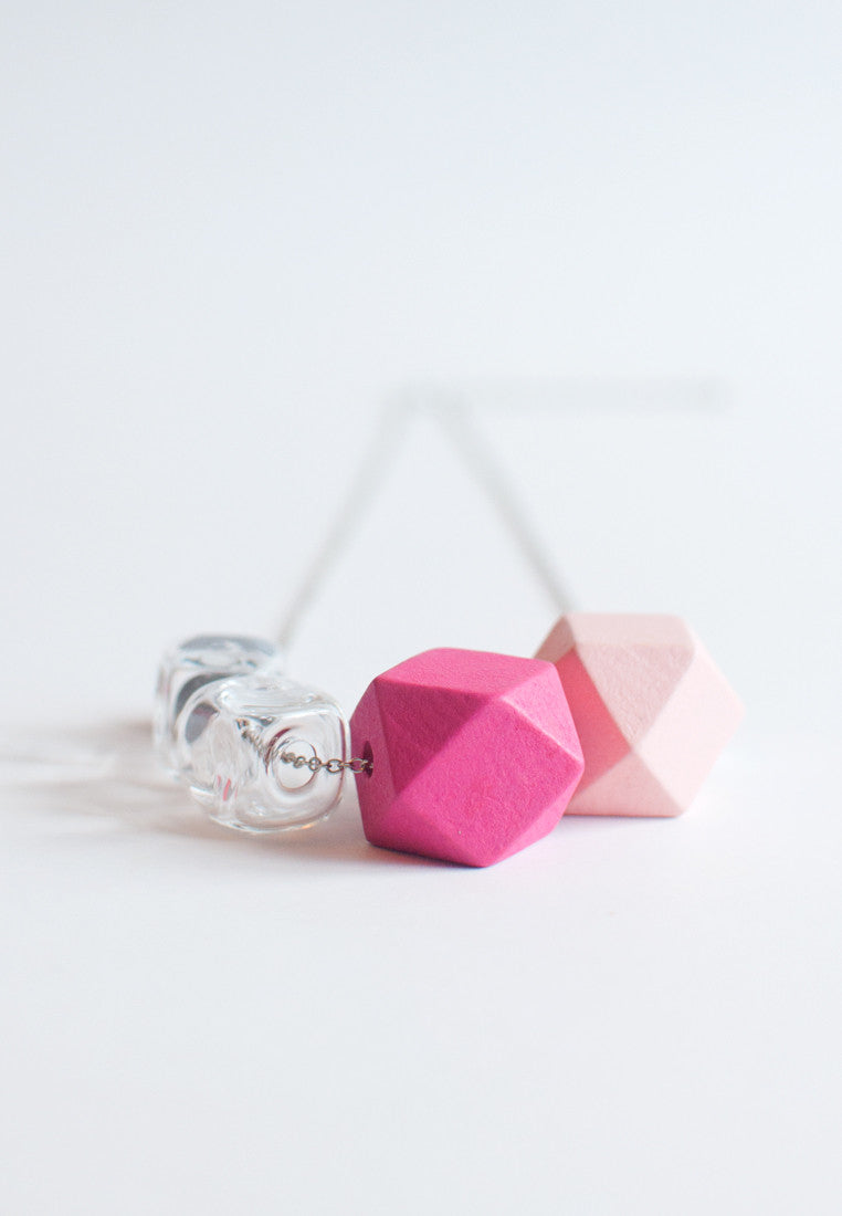 Square Pink Wood Necklace - sanwaitsai