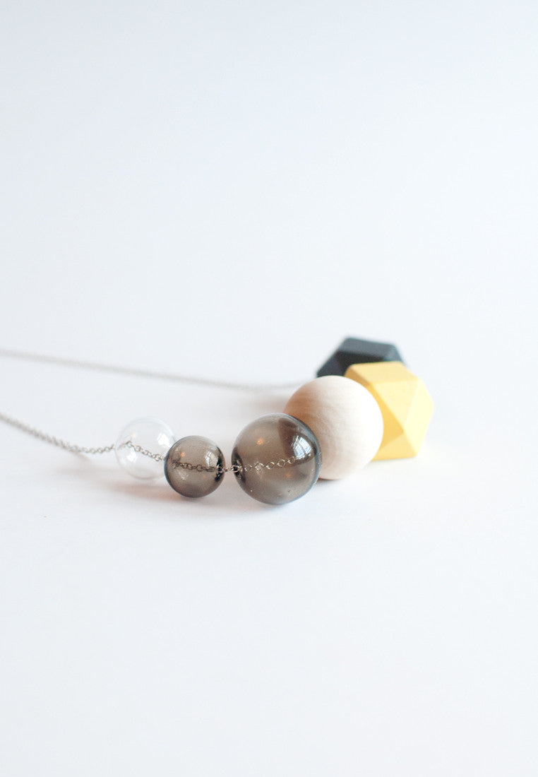 Wood Glass Necklace - sanwaitsai