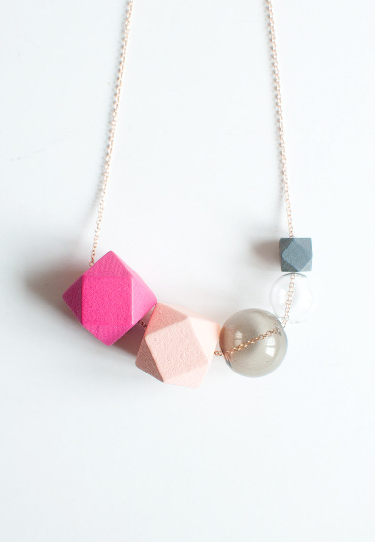 Pink Glass Necklace - sanwaitsai