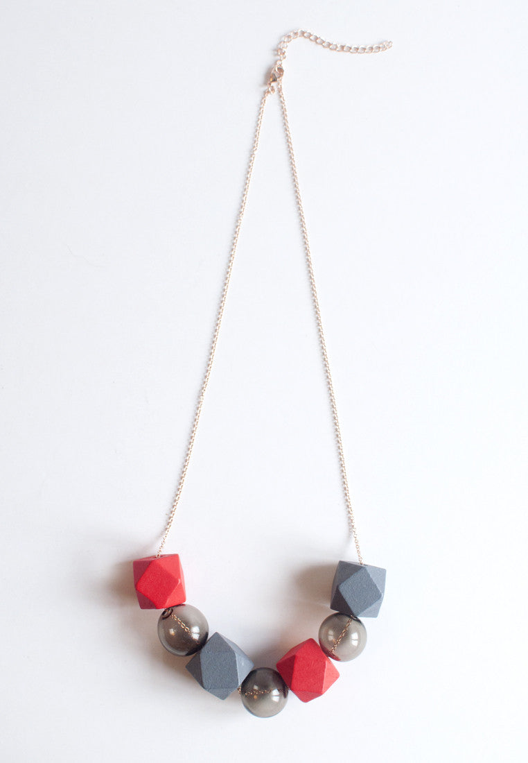Red Grey Necklace - sanwaitsai