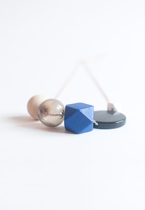 Blue Wood Bead Necklace - sanwaitsai