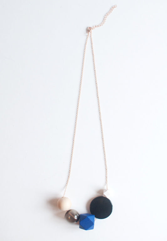 Blue Wood Bead Necklace - sanwaitsai
