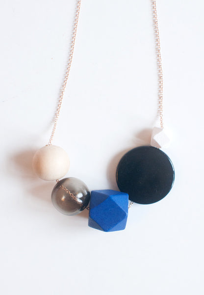 Blue Wood Bead Necklace - sanwaitsai
