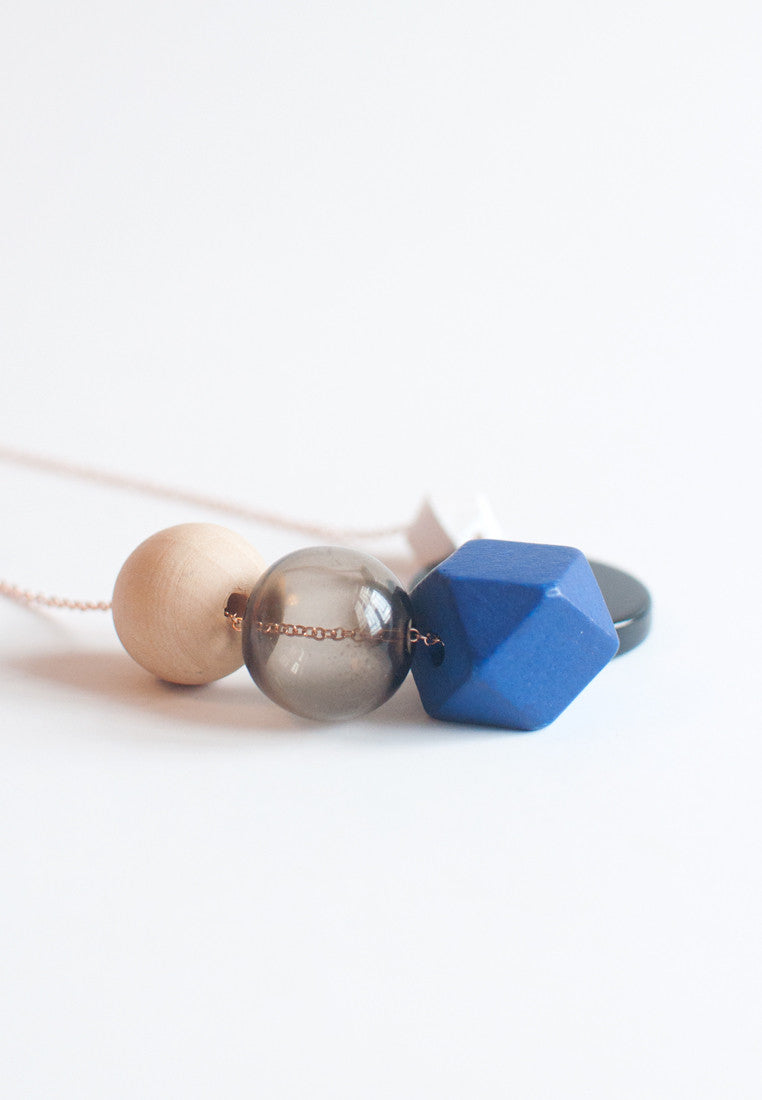 Blue Wood Bead Necklace - sanwaitsai