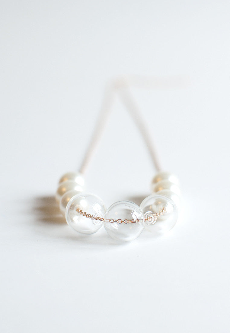 Faux Pearl Glass Necklace - sanwaitsai