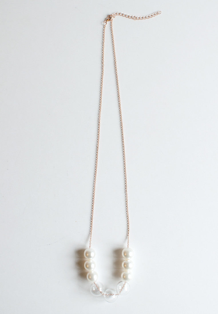 Faux Pearl Glass Necklace - sanwaitsai