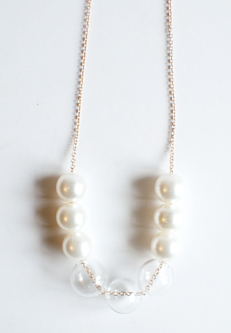 Faux Pearl Glass Necklace - sanwaitsai