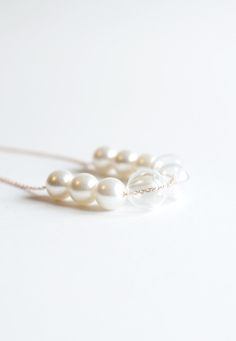 Faux Pearl Glass Necklace - sanwaitsai