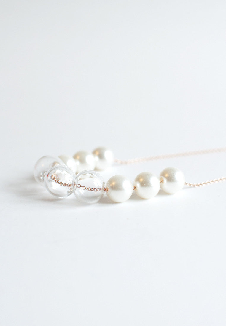 Faux Pearl Glass Necklace - sanwaitsai