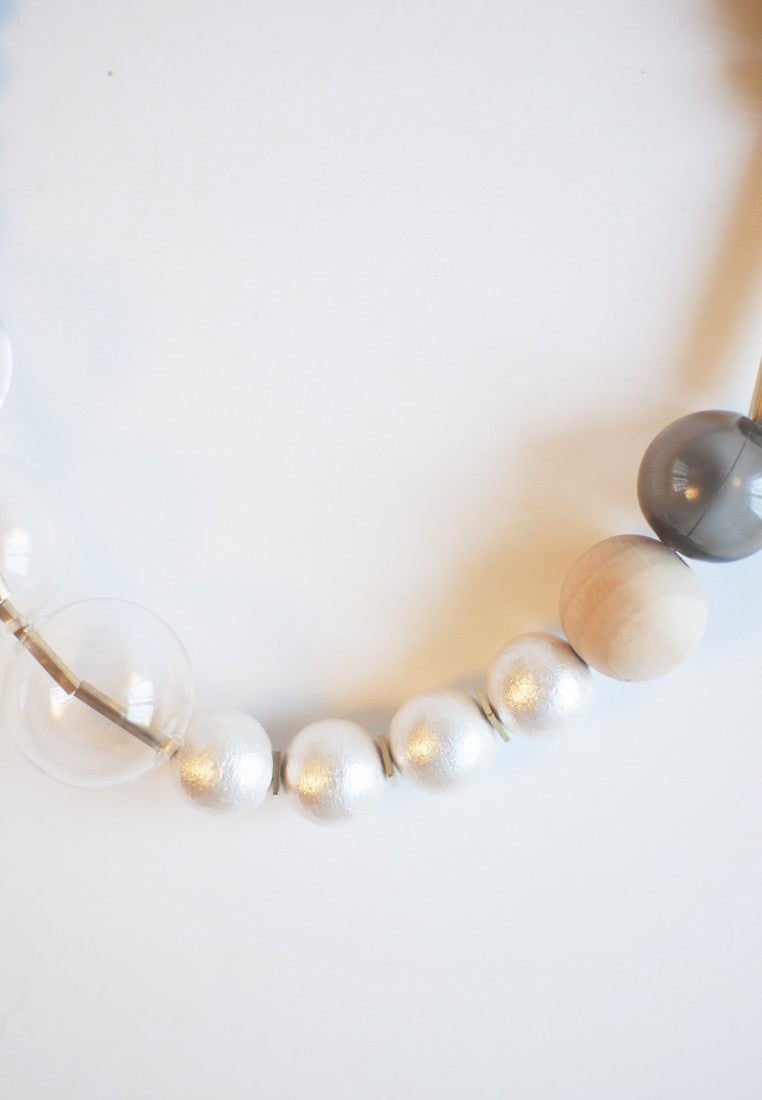Cotton Pearls Onyx Necklace - sanwaitsai