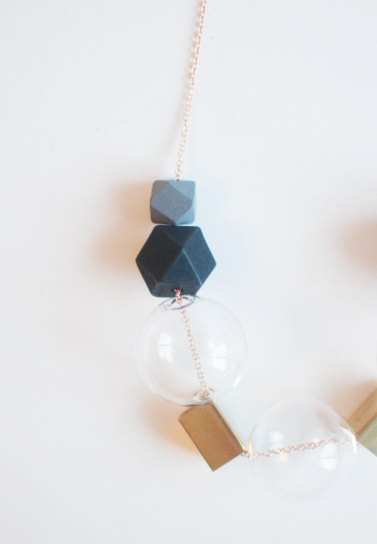 Glass Metal Bead Necklace - sanwaitsai