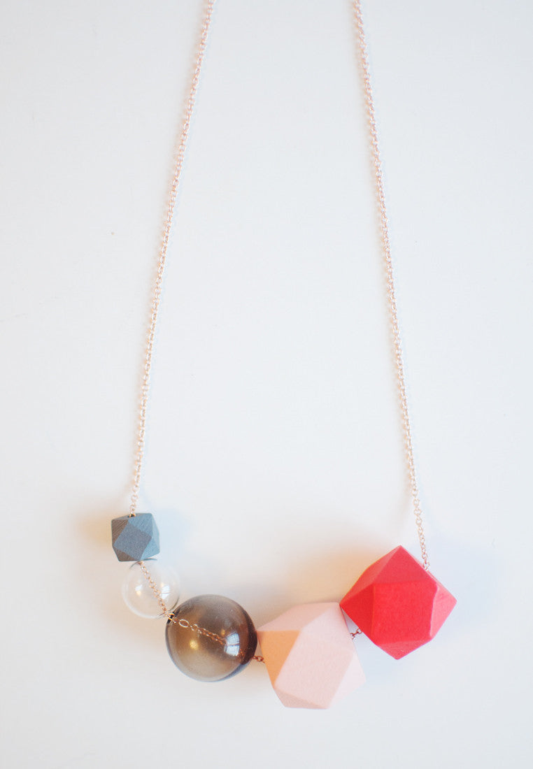 Red Tinted Glass Necklace - sanwaitsai