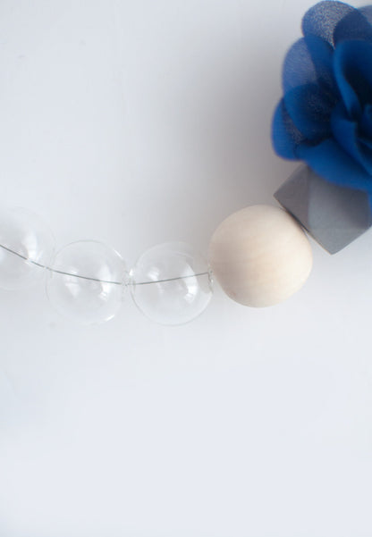 Blue Flower Glass Necklace - sanwaitsai