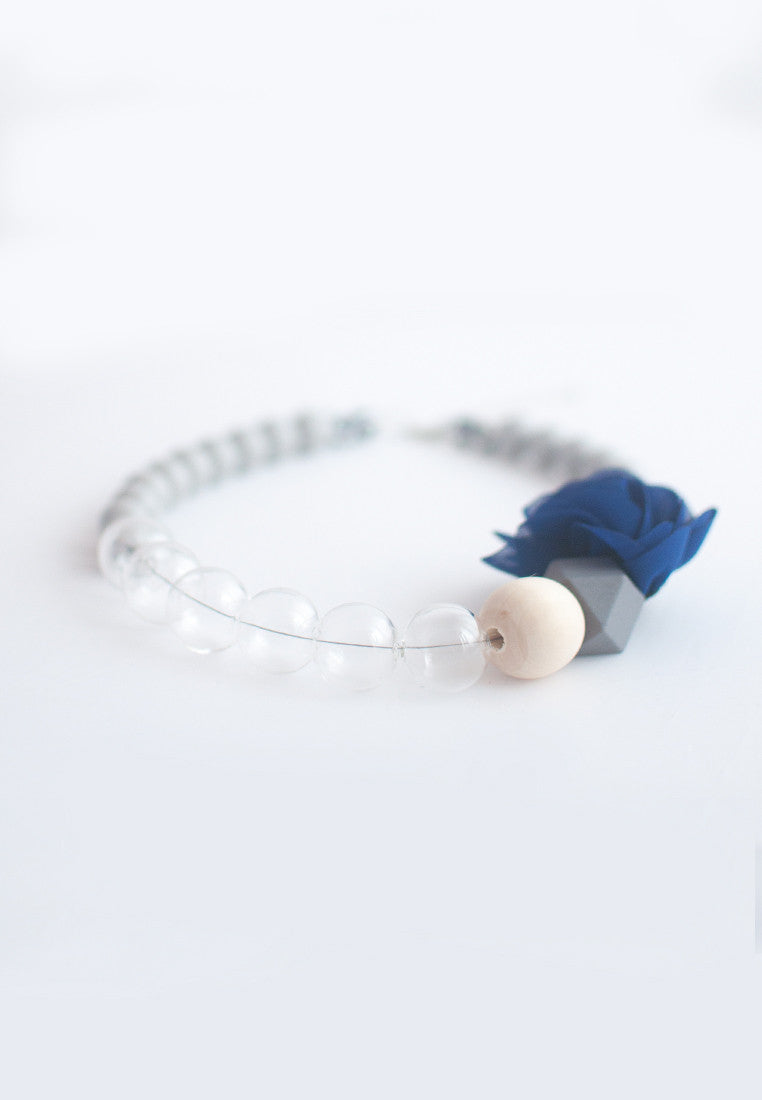 Blue Flower Glass Necklace - sanwaitsai