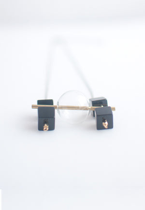 Square Onyx Beads Necklace - sanwaitsai